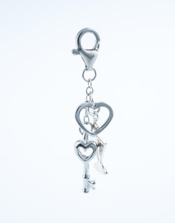 Heart and key charm with lobster clasp